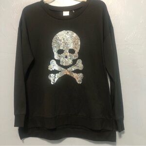 Sequined Skull Long Sleeved Top - size L (Juniors)